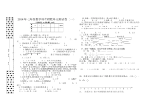 七年级数学科有理数单元测试卷