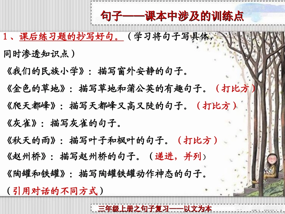 人教版小学语文三年级上册句子复习_第3页