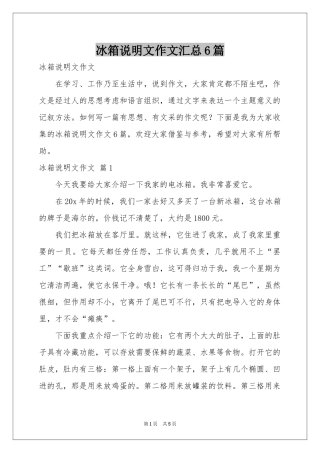 冰箱说明文作文汇总6篇
