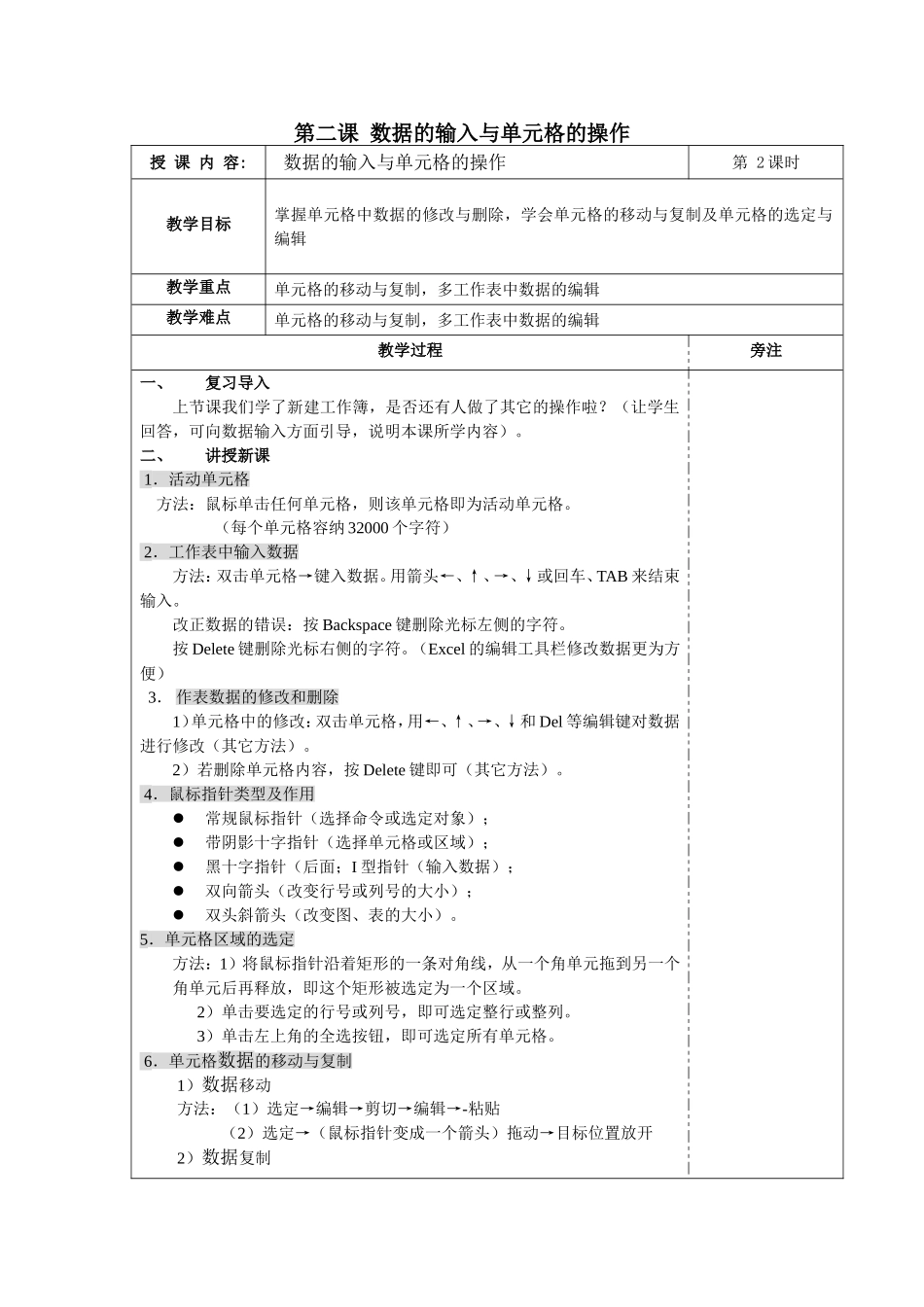 数据的输入与单元格的操作_第1页