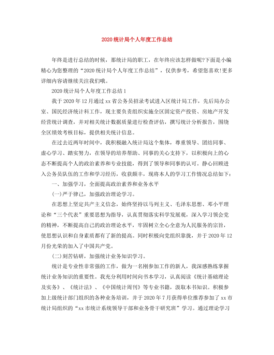 统计局个人年度工作总结_第1页