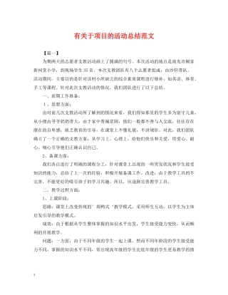 有关于项目的活动总结范文