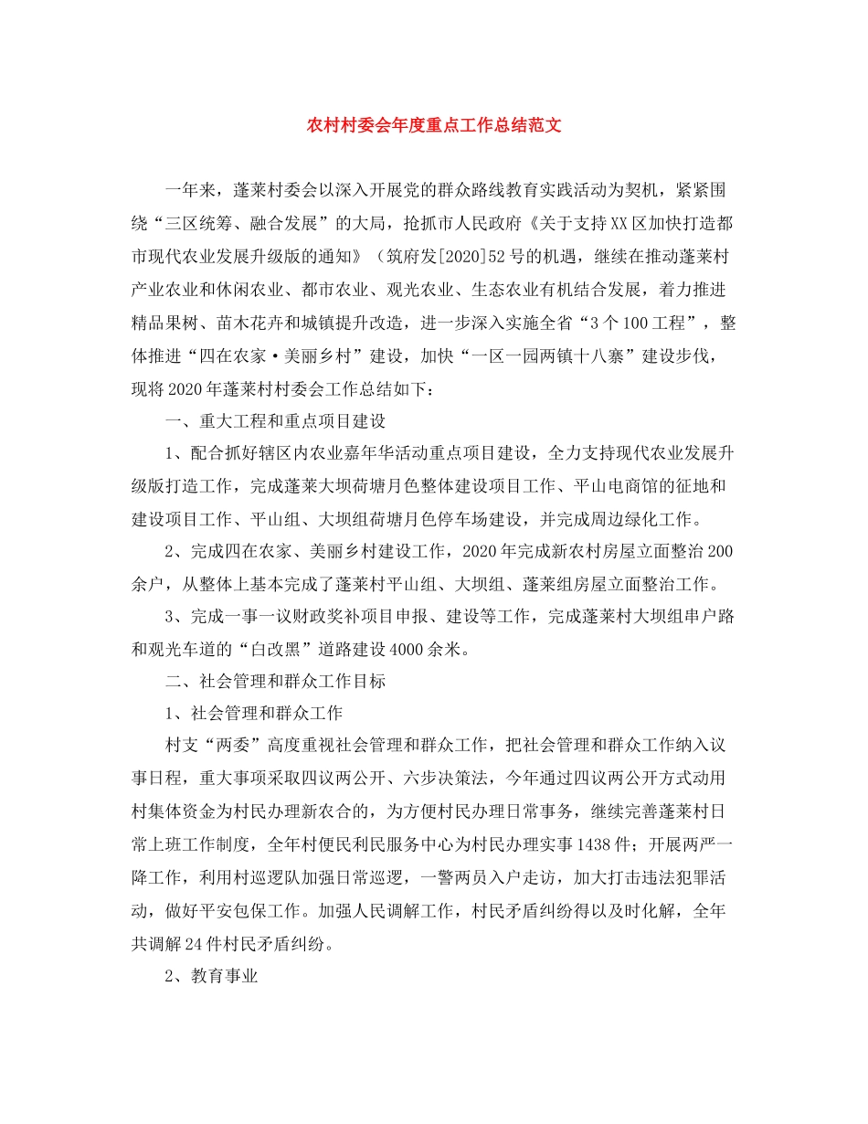 农村村委会年度重点工作总结范文_第1页