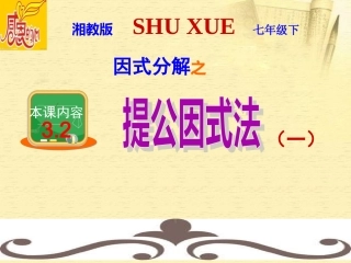 湘教版七年级下册第三章32提取公因式法（）（1）(1)
