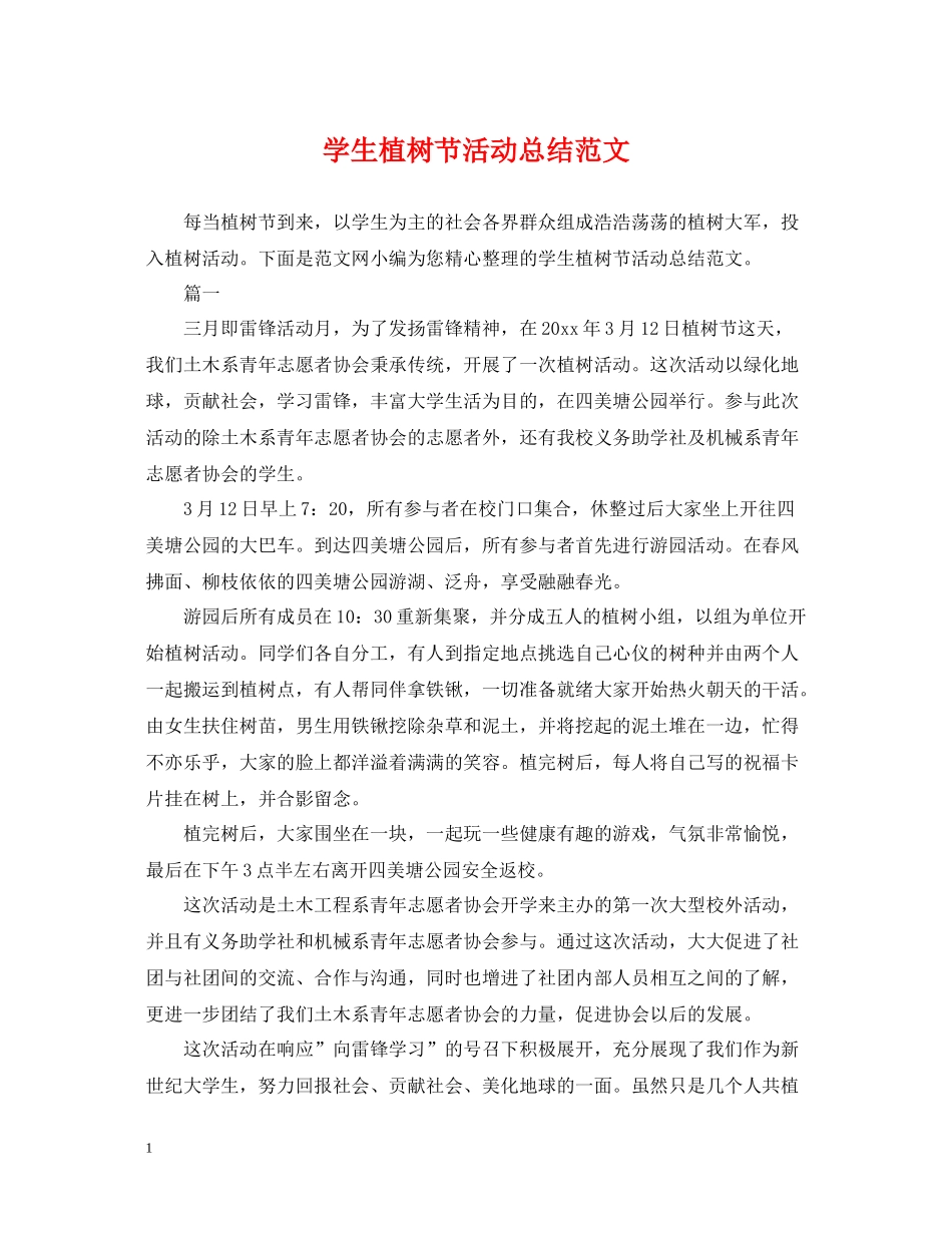 学生植树节活动总结范文_第1页
