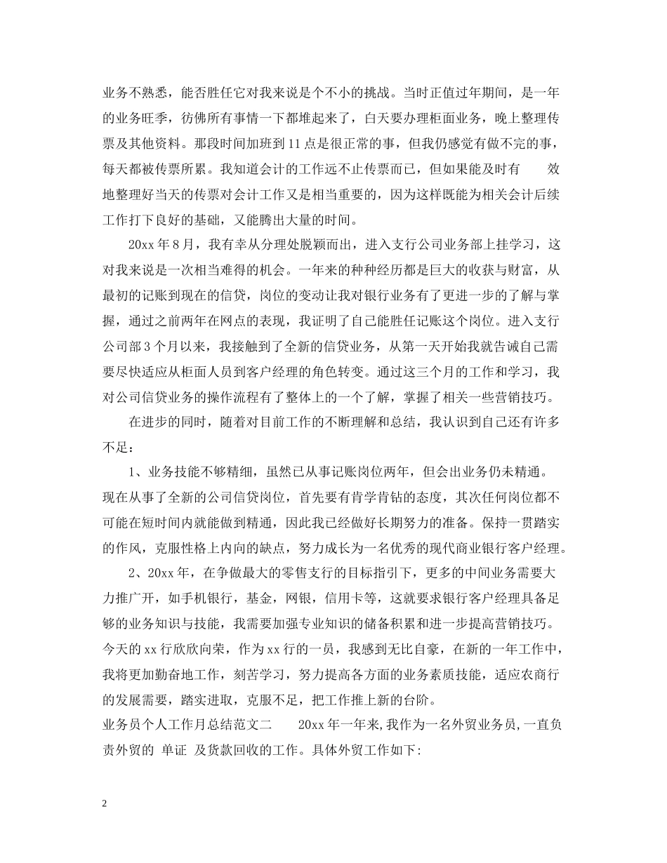 业务员个人工作月总结_第2页