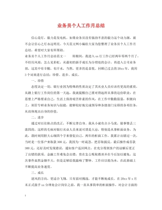 业务员个人工作月总结