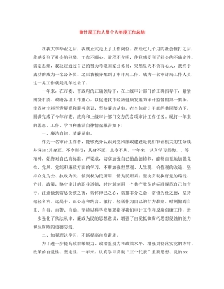 审计局工作人员个人年度工作总结