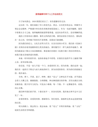 新闻编辑年终个人工作总结范文