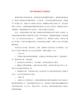2020年度出纳员工作总结范文