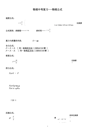 人教版-初中物理2015-公式大全