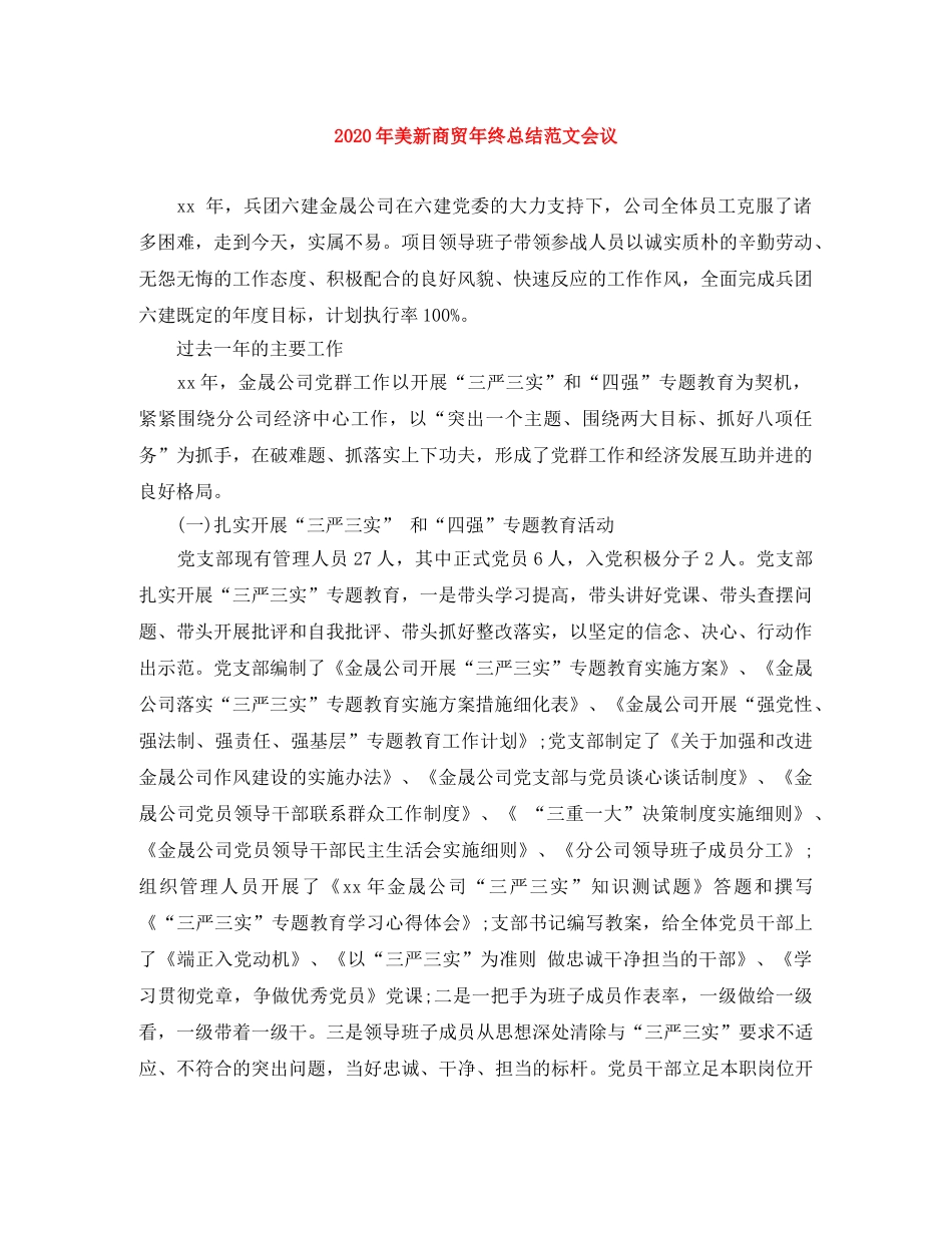 2020年美新商贸年终总结范文会议 _第1页