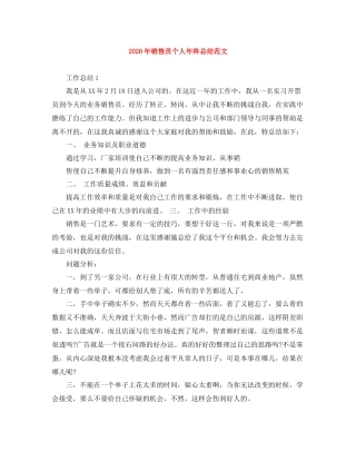2020年销售员个人年终总结范文