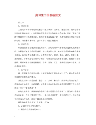 实习生工作总结范文