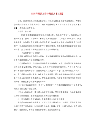 2020年综治工作计划范文【三篇】 