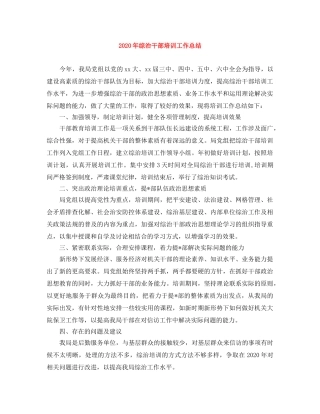 2020年综治干部培训工作总结 