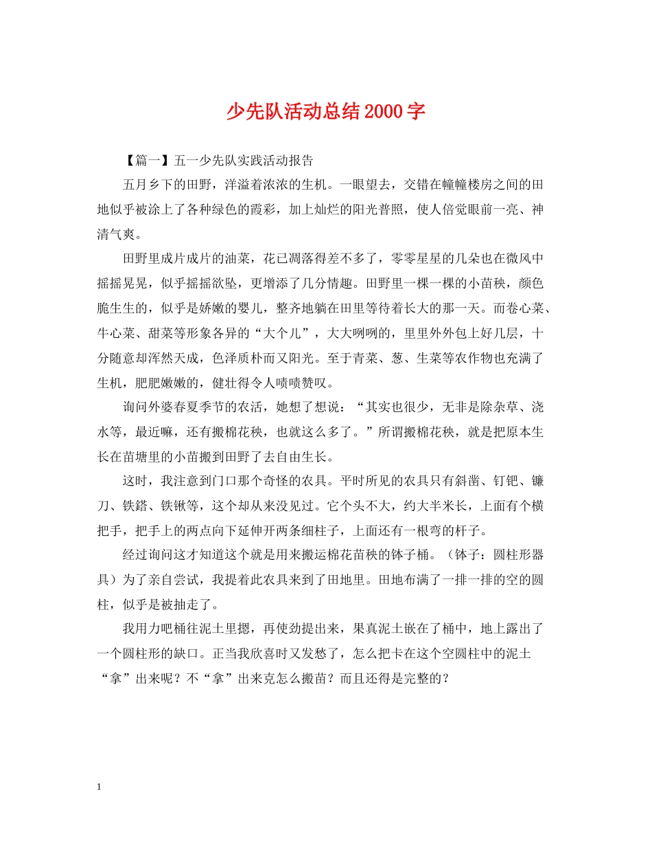少先队活动总结字_第1页