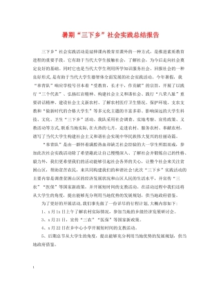 暑期三下乡社会实践总结报告