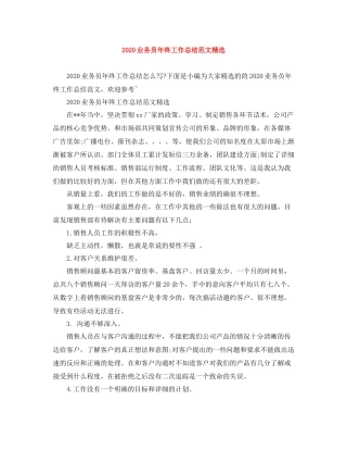 业务员年终工作总结范文精选