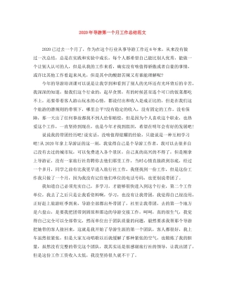 2020年导游第一个月工作总结范文