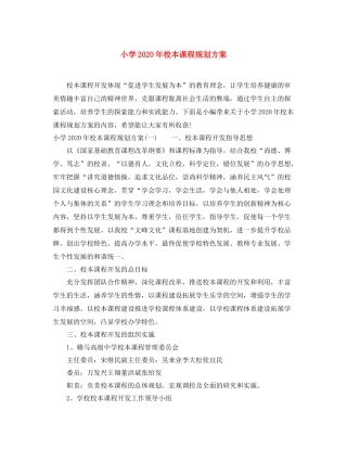 小学年校本课程规划方案