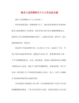 新员工试用期转正个人工作总结五篇