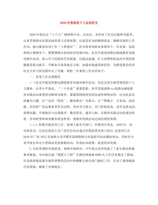 2020年度商务个人总结范文