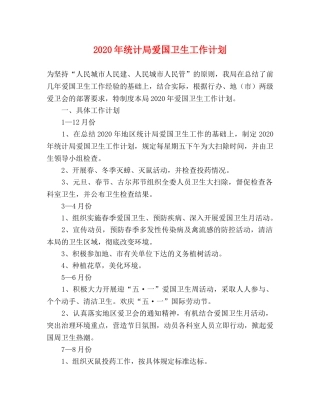 2020年统计局爱国卫生工作计划 