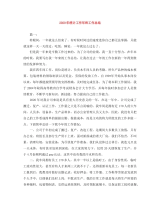 2020年统计工作年终工作总结 