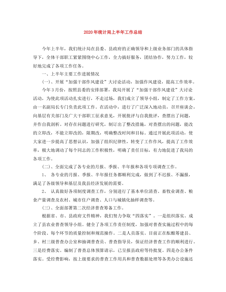 2020年统计局上半年工作总结 _第1页