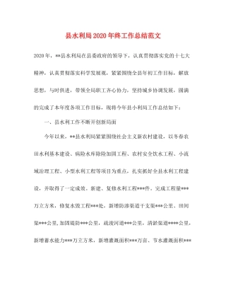 县水利局年终工作总结范文