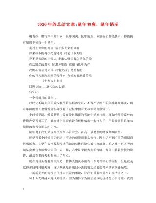 2020年终总结文章-鼠年匆离，鼠年悄至 