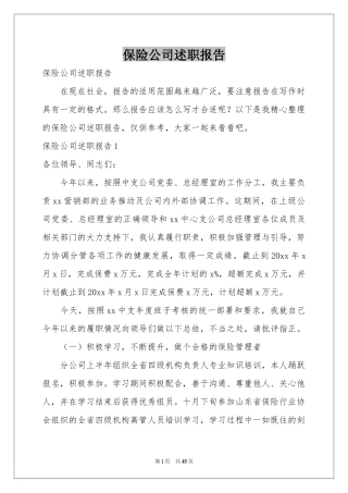 保险公司述职报告