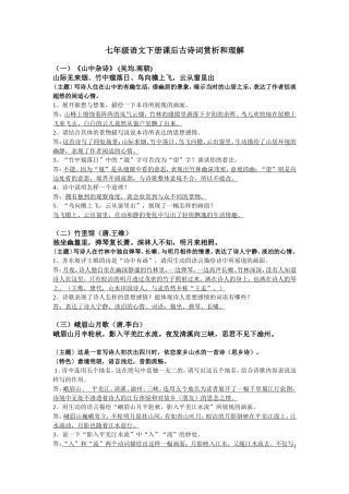 _七年级语文下课外古诗词赏析