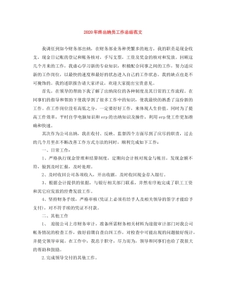 2020年终出纳员工作总结范文 