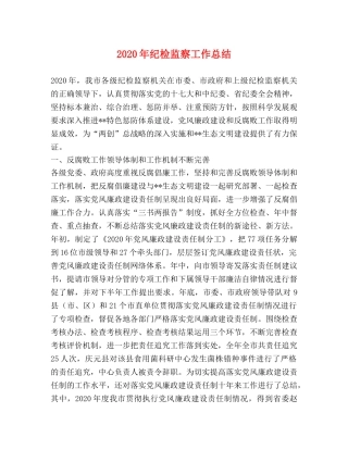 2020年纪检监察工作总结 