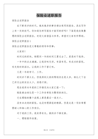 保险业述职报告