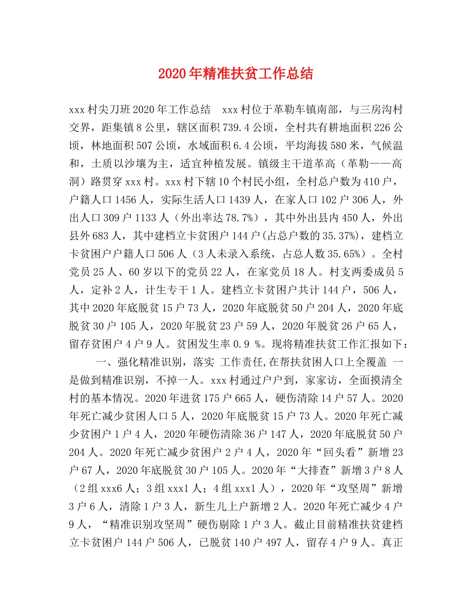 2020年精准扶贫工作总结 _第1页
