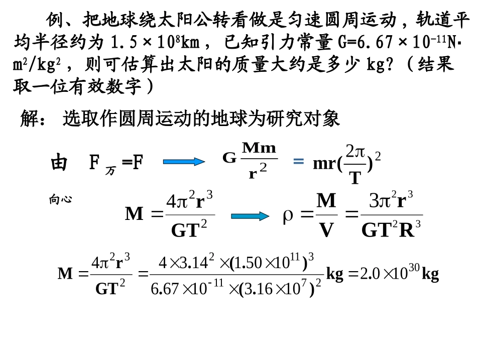 物理：64《万有引力理论的成就》课件（新人教版必修2）_第3页
