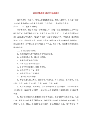 2020年秋季少先队工作总结范文 