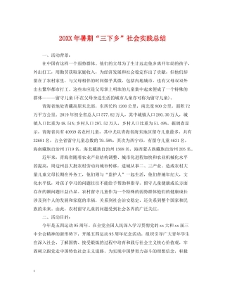 暑期三下乡社会实践总结