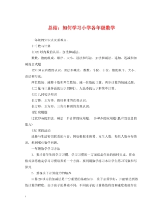 总结如何学习小学各年级数学