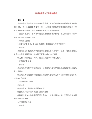 IT从业者个人工作总结格式