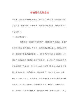学校综合支部总结