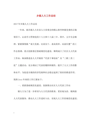 乡镇人大工作总结