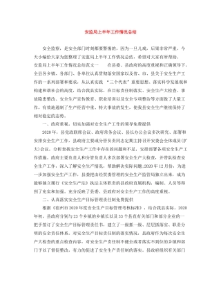 安监局上半年工作情况总结