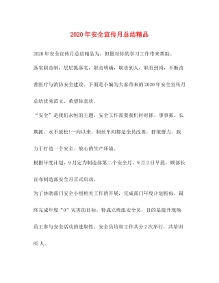 2020年安全宣传月总结精品