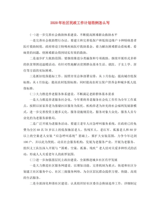2020年社区民政工作计划范例怎么写 
