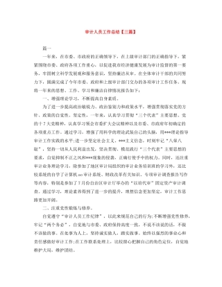 审计人员工作总结【三篇】