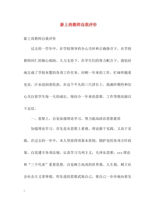 新上岗教师自我评价